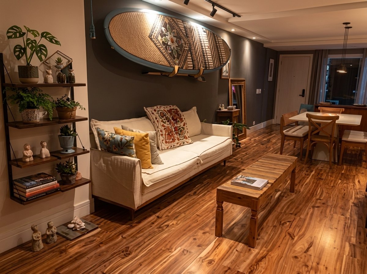 Piso Laminado Madeira Nobre em Sala de Estar
